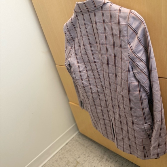 Frank & Oak XS NWOT linen blend thicker purple Plaid Blazer oversized! See measu - Picture 10 of 12